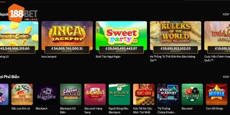 Số lượng trò chơi casino đa dạng với nhiều thể loại